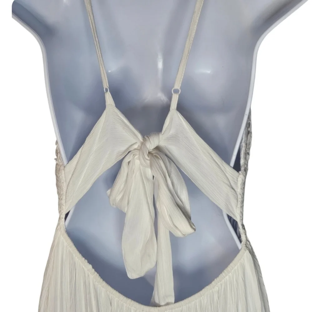 Rue 21 White Lace Babydoll Top Mini Dress Y2K Fairy Hippie Ethereal Boho Size L - Picture 5 of 14